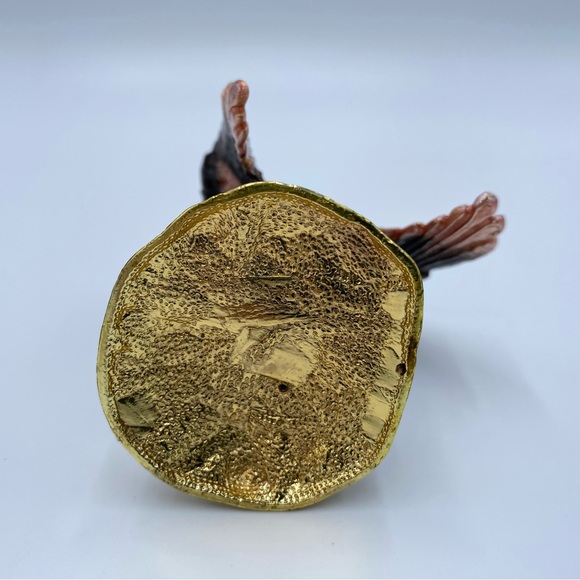 Bald Eagle Enameled Bejeweled Shiny Metal Hinged Trinket Box Magnetic Closure - Picture 5 of 9